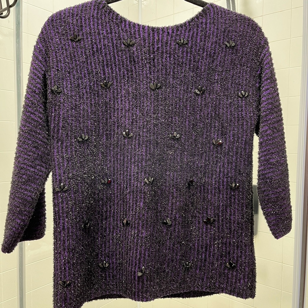 Ruby Rd. Deep Purple Knit Sweater - Picture 4 of 10